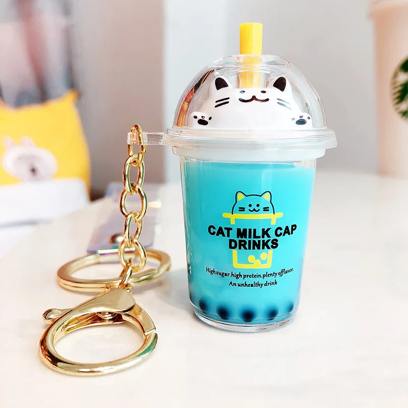 boba keychainFashion Ice Cream Keychain Cute Creative Boba Bubble Key Chain Kids Women Key Pendant Trinkets