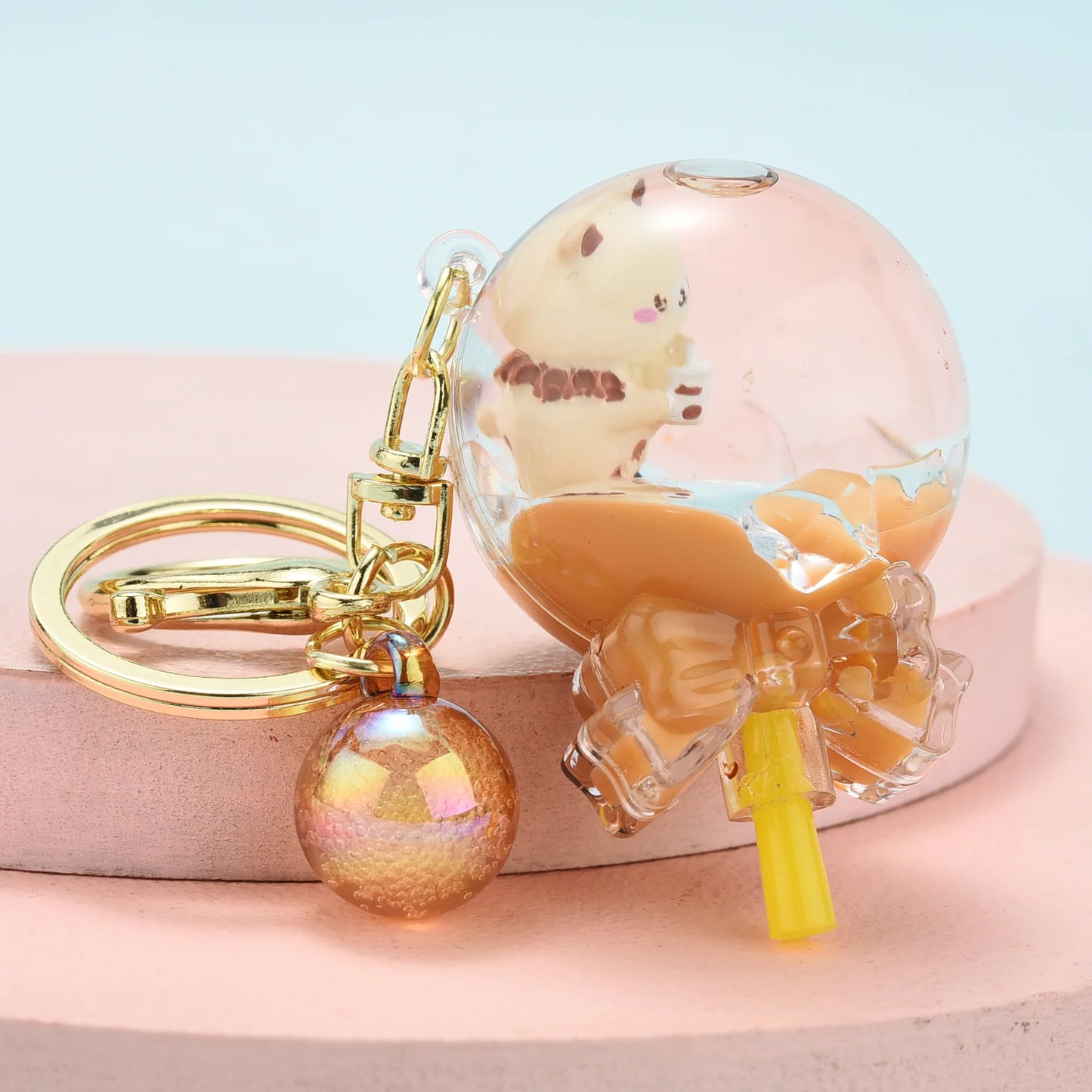 boba keychainFashion Ice Cream Keychain Cute Creative Boba Bubble Key Chain Kids Women Key Pendant Trinkets