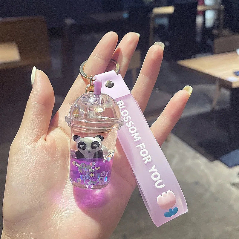 boba keychainFashion Ice Cream Keychain Cute Creative Boba Bubble Key Chain Kids Women Key Pendant Trinkets