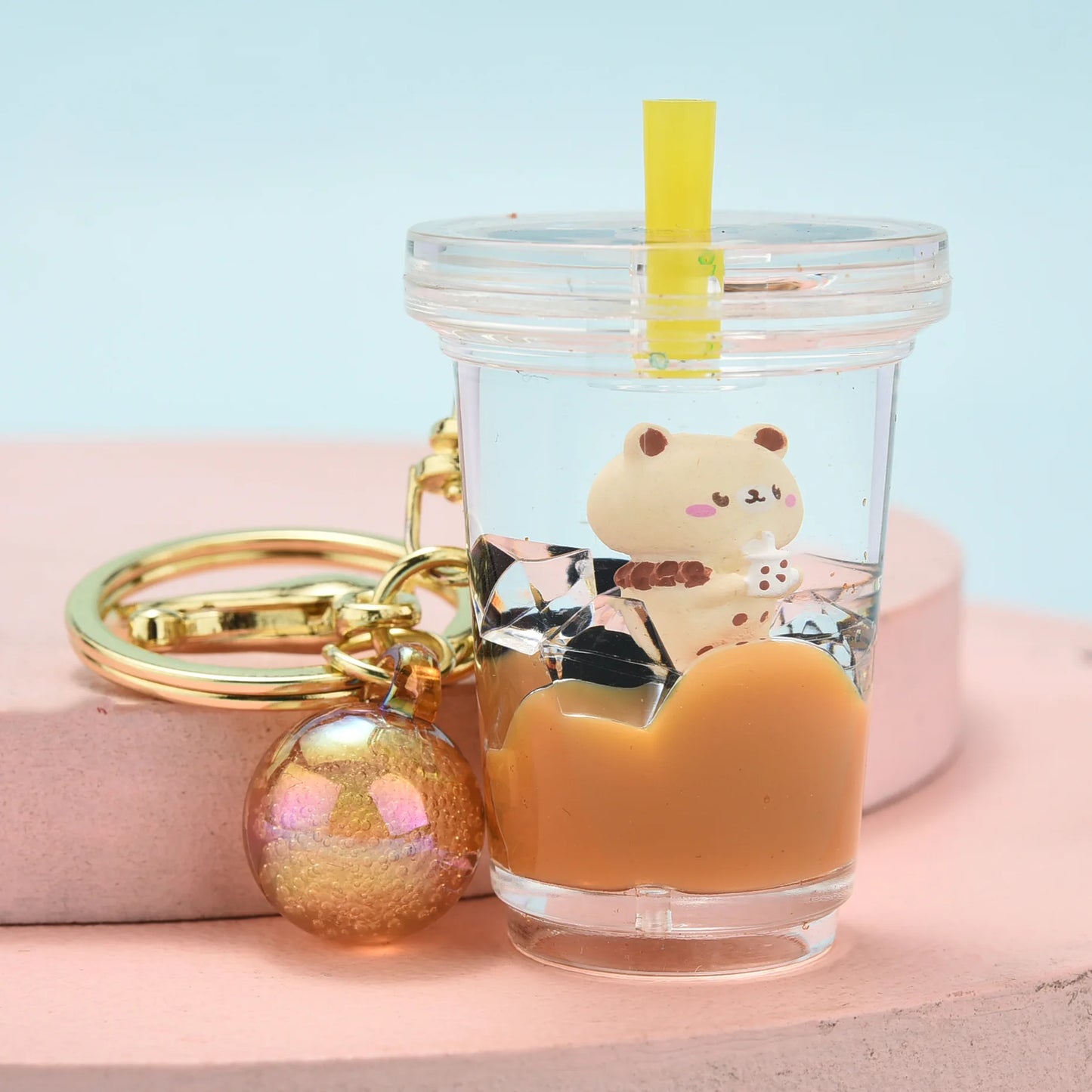 boba keychainFashion Ice Cream Keychain Cute Creative Boba Bubble Key Chain Kids Women Key Pendant Trinkets