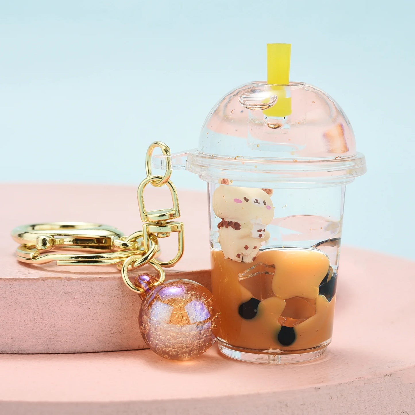 boba keychainFashion Ice Cream Keychain Cute Creative Boba Bubble Key Chain Kids Women Key Pendant Trinkets