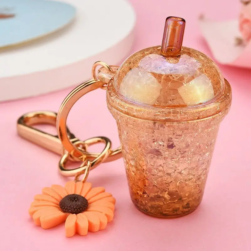 boba keychainFashion Ice Cream Keychain Cute Creative Boba Bubble Key Chain Kids Women Key Pendant Trinkets