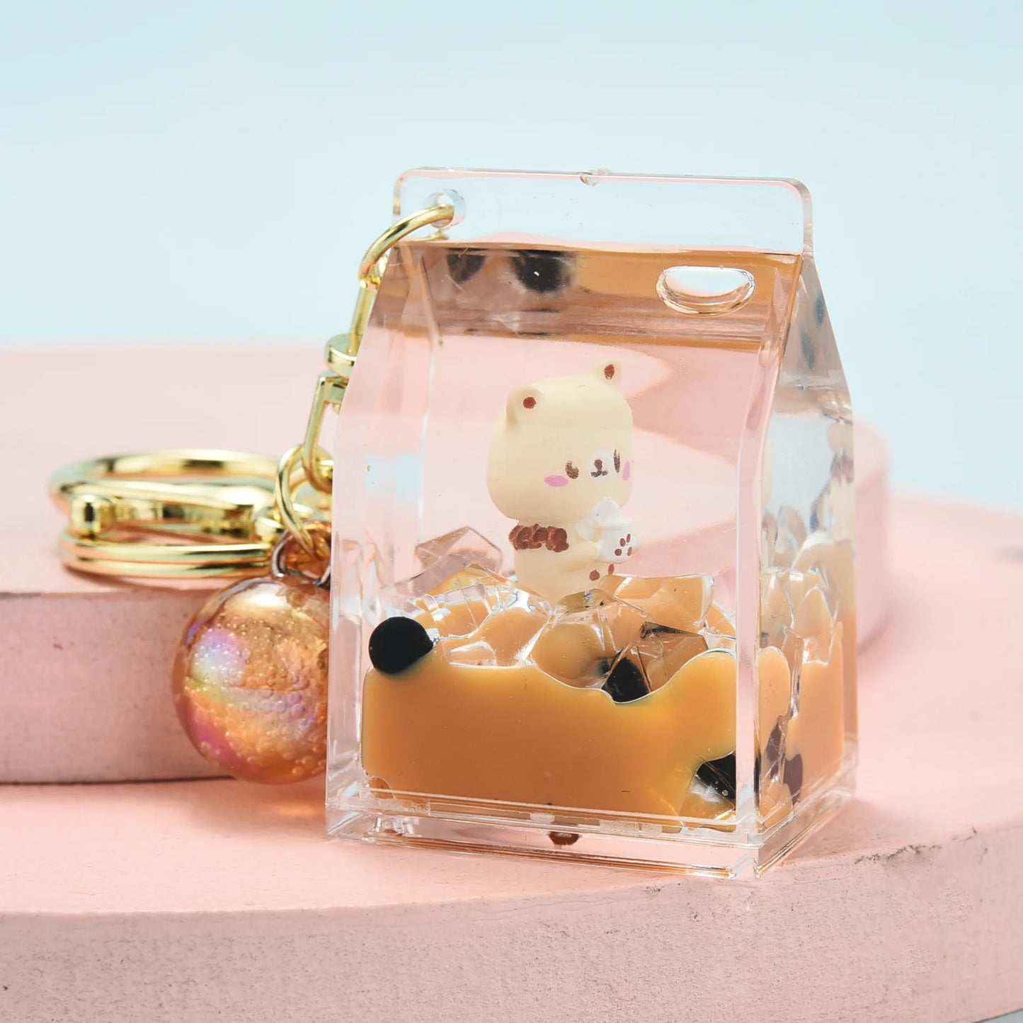 boba keychainFashion Ice Cream Keychain Cute Creative Boba Bubble Key Chain Kids Women Key Pendant Trinkets