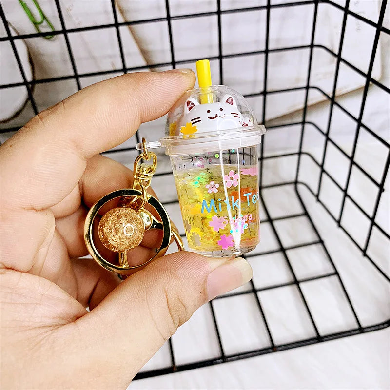 boba keychainFashion Ice Cream Keychain Cute Creative Boba Bubble Key Chain Kids Women Key Pendant Trinkets