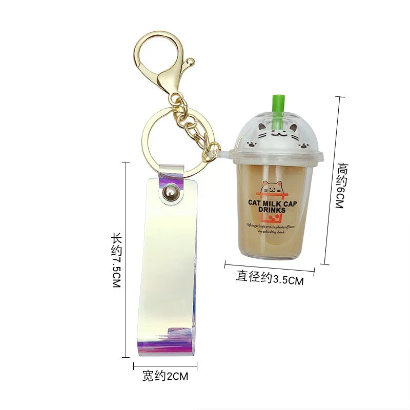 boba keychainFashion Ice Cream Keychain Cute Creative Boba Bubble Key Chain Kids Women Key Pendant Trinkets