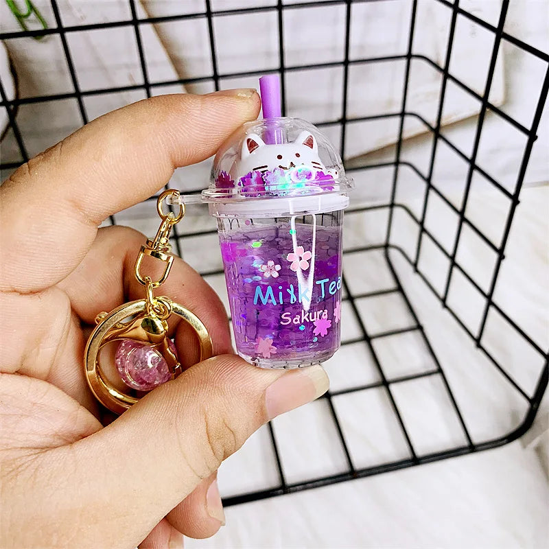 boba keychainFashion Ice Cream Keychain Cute Creative Boba Bubble Key Chain Kids Women Key Pendant Trinkets