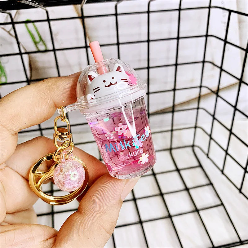 boba keychainFashion Ice Cream Keychain Cute Creative Boba Bubble Key Chain Kids Women Key Pendant Trinkets